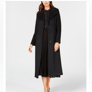 Anne Klein Gray Single-Breasted heavyweight cashmere blend Maxi Coat, 14, EUC